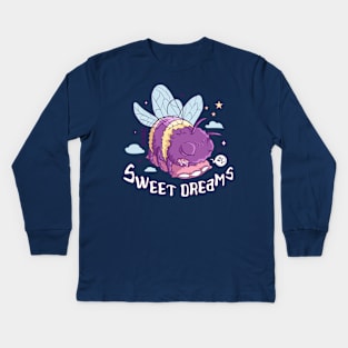 Sweet Dreams Are Made of Bees - Buzzing Slumber Illustration Kids Long Sleeve T-Shirt